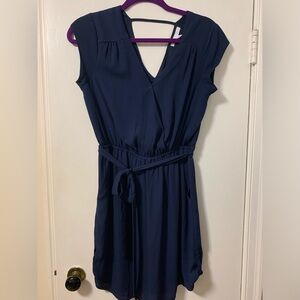 Navy shirt sleeve dress with pockets. Like new.